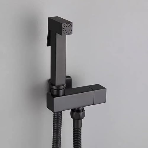 Rubinetto in ottone per lavabo, bidet a parete, doccetta igienica, doccetta per WC con acqua calda, spruzzatore per bidet (nero) - Honorern