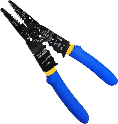 S&R Pinza Spelafili Crimpatrice Professionale 21 cm per Cavi Coassiali/Pinza Elettricista multifunzione: Taglio - Strippaggio - Crimpatura - Honorern