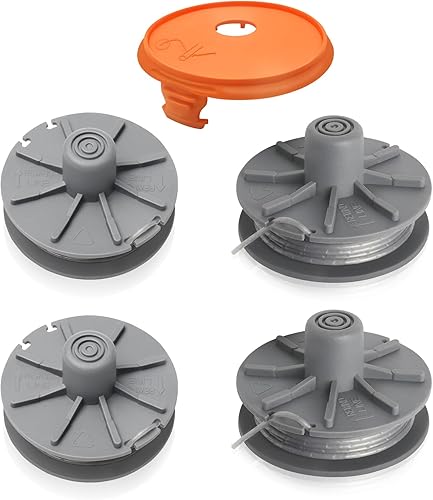 CHIHOLEN Bobine Filo Tagliabordi compatibile con 5307-20, bobina di filo di ricambio per Gardena Art 8846, 8847,8848, 9805, 9806, 9807, 9808, 9809, 9827, 9870,9872,9874, Ø1,65mm 6,1m(4 bobine+1 tappo) - Honorern