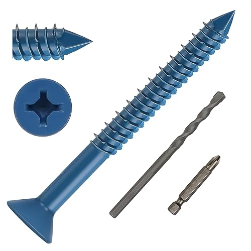 Viti per calcestruzzo a testa svasata con impronta a croce M5,5 x 70, 30 viti per calcestruzzo zincate con punta per trapano e vite per muratura, cemento, architettura, industria (blu) - Honorern