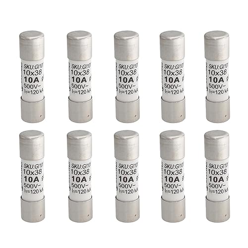 10 Pezzi Fusibili AC 500V 6A, Fusibile D10x38mm, IP20 - Honorern