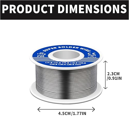 2 fili per saldatura, filo per saldatura con flusso, filo per saldatura, 0,8 mm, contenuto di stagno 63%, filo di saldatura con nucleo in colofonia, per riparazione di componenti elettrici elettronici - Honorern