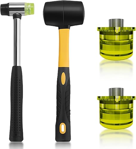 Martello in Gomma per Pavimentazione a Doppia Testa Con Impugnatura Antiscivolo - 2 Testine di Ricambio per Piastrelle in Ceramica, Legno - Honorern
