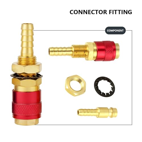 Connettore Rapido per Adattatore per Gas e Raffreddato Ad Acqua, Connettore Rapido per Gas da 2 Pezzi da 8 Mm, Set di Connettori Rapidi Rosso e Blu, Utilizzato per Torcia per Saldatore MIG TIG - Honorern