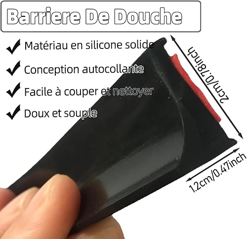 200 cm T Forma Trasparente Barriera Doccia Silicone,Soglia Doccia Barramento Acqua Autoadesiva,Barra Anti Trabocco Doccia Italiana,Guarnizione Barriera Porta Doccia Pieghevole,Sistema di ritenzione di - Honorern