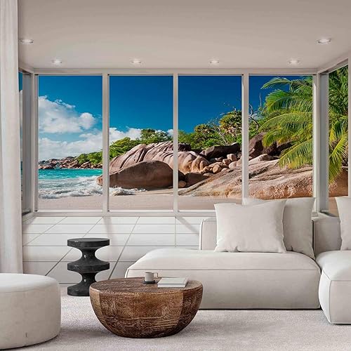 Fotomurale murando Carta da parati 350x256 cm TNT Murale alla moda Decorazione da Muro XXL Poster Gigante Design Carta per pareti Paesaggio Naturaleza Spiaggia Mare Palma c-C-0068-a-a - Honorern