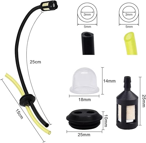 Tubo Carburante Universale Tubo Carburante Tosaerba Tubo Carburante Benzina Tubo Flessibile Carburante Tubo Benzina Filtro Kit di Sostituzione con Filtro Primer Lampadina per Decespugliatore - Honorern