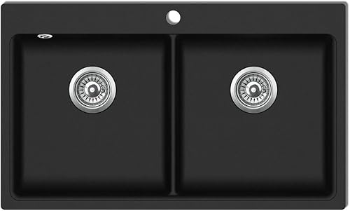 Tidyard Lavandino,Lavello,Cucina,Doppia Vasca,in Granito,con Montaggio sopra,860x510 mm,Lavello Cucina 2 Vasche in Granito,Lavello Incasso,Lavello Cucina Incasso,Lavello 2 Vasche - Honorern