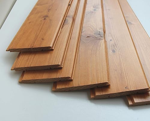 OFFERTISSIMA Perline da rivestimento in legno di pino mm.9,5x100 mt.1 confezione pz.10 resa mq. 0,87. Made in Italy. (pino tinta ciliegio) - Honorern