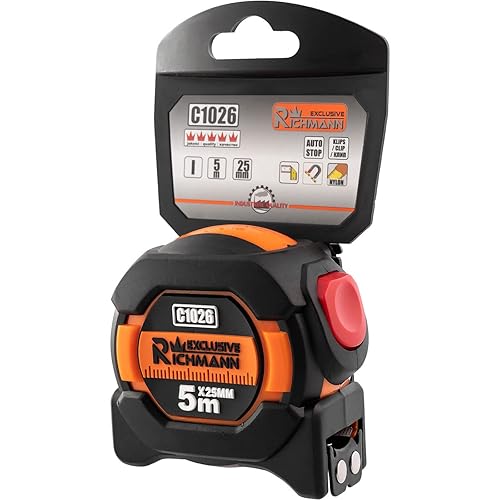 RICHMANN Metro a nastro per metro a nastro, 3 m, 5 m, 8 m, magnetico, in nylon, classe 1 (5 m/25 mm) - Honorern
