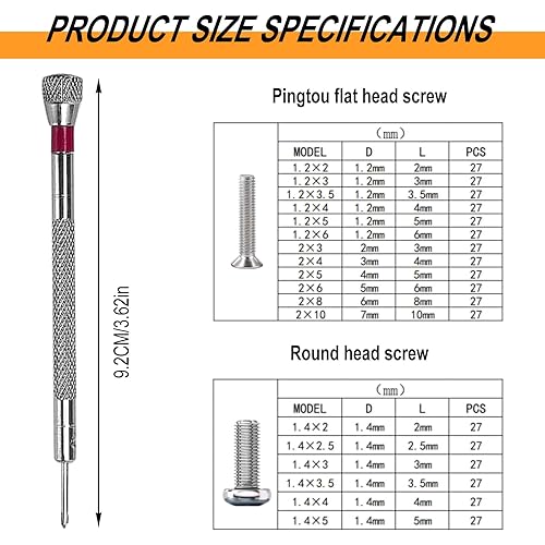 500 pezzi Piccole viti Assortimento Kit M1.2 M1.4 M2 Acciaio Inox Micro Viti di Riparazione Piccole Viti con Cacciavite per Occhiali Laptop Gioielli Riparazione Orologi - Honorern