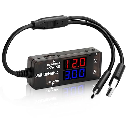Diymore Tester USB,USB-A USB-C 2.0,Misuratore di Corrente USB,Misuratore di Potenza USB,Tester USB C Misuratore USB C Voltmetro Multimetro Misuratore di Tensione - Honorern