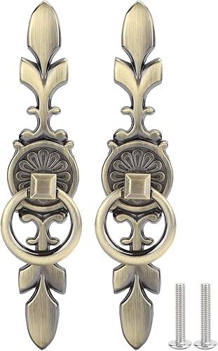 2 Pezzi Maniglie per Mobili Vintage, Retrò Pomelli per Cassetti Ad Anello in Lega di Zinco per Ante di Armadietti Domestici(Bronzo) - Honorern