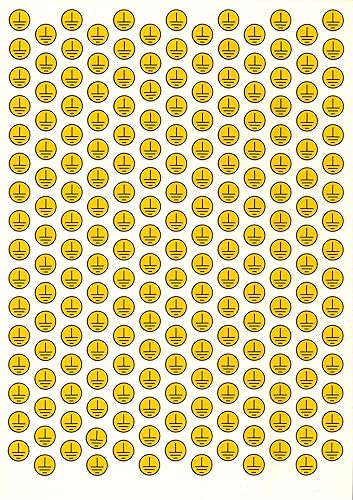 208 etichette SIMBOLO DI TERRA (SFONDO GIALLO) - Etichetta Vinile Adesivo - Dimensione: 208 pezzi diametro 13 mm su foglio A4 (210x297 mm) - MADE IN ITALY - Honorern