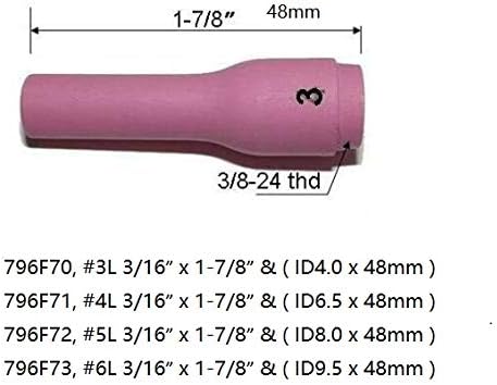 RIVERWELD TIG KIT Ugello in alluminio Tazza in ceramica extra lungo 796F70 796F71 796F72 796F73 796F74 796F75 796F76 796F77Per DB SR WP 9 20 25 Torcia per saldatura TIG 9 pezzi - Honorern