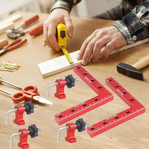 Morsetto ad Angolo Retto a 90 Gradi - Morsetto di Posizionamento,Morsetti angolari,Piastre di Posizionamento in Lega di Alluminio Per Armadi e Cassetti (14 cm/5,5 Pollici) - Honorern