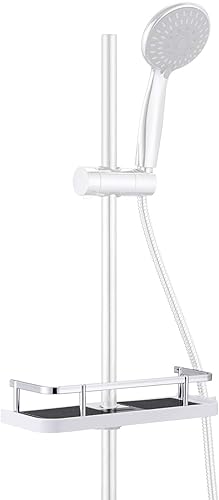 Mensola da doccia per bagno, pensile per doccia senza foratura Bastone per doccia con mensola e gancio per doccia da 19mm-25mm - Honorern