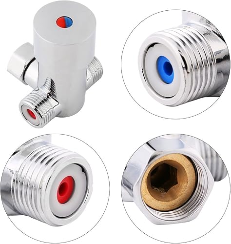 Valvola miscelatrice acqua calda fredda G1/2, valvola termostatica per controllo temperatura miscelatore per bagno rubinetto automatico - Honorern