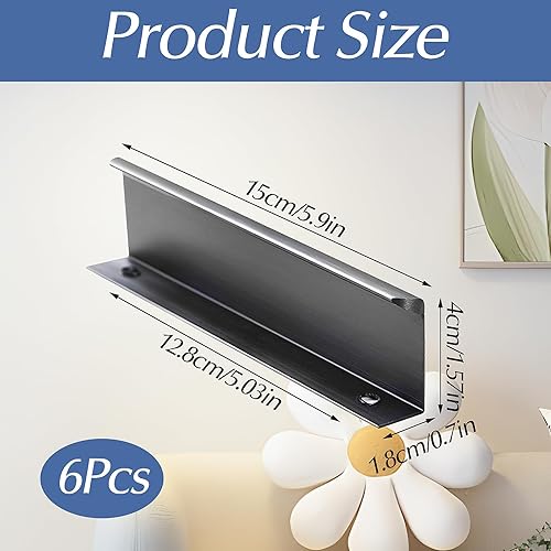 6 maniglie per mobili nascoste, 150 mm, maniglie invisibili, da cucina, con viti, maniglie in alluminio per ante dell'armadio (grigio) - Honorern