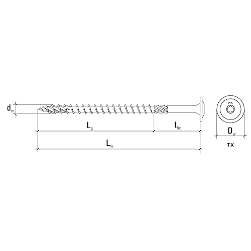 KLIMAS - Viti per legno Torx, set di viti a testa piatta, viti TX, per costruzione tetti, 10 x 160 mm, 25 pezzi, colore: giallo - Honorern