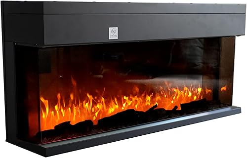 CHEMIN'ARTE Camino elettrico da incasso Elysee 3XL - 152 x 16 x 45 cm - Effetto fiamma a LED - Caminetto elettrico con timer, termostato regolabile, telecomando - Honorern