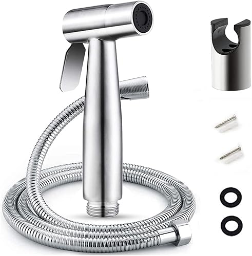 Set per bidet con doccetta e supporto da parete in acciaio inox con 2 guarnizioni per WC e soffione doccia - Honorern
