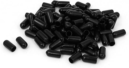 6mm Interno Dia Gomma Tubo Estremità Cappuccio, 100pz Vite Filo Protezione Copertura per Viti Bulloni, Nero - Honorern