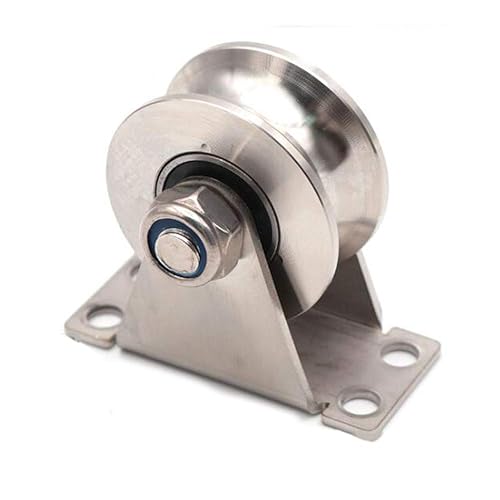 Ruote a rulli scorrevoli in acciaio inossidabile 304 da 5,1 cm, con scanalatura a U, resistenti, per binario scorrevole con staffa, capacità di carico 299,4 kg - Honorern