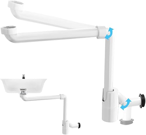 Vmxlso G 1 1/4 Inch Sifone Lavabo Bagno, Sifone Salvaspazio Lavabo Bagno, Universale Sifone Lavandino Cucina, Regolabile Sifone da Cucina Lavello, Sifone Lavandino Bagno, Scarico Lavandino Bagno - Honorern