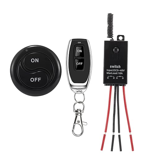 interruttore telecomandato 12V, 5V/12V/48V/10A Interruttore remoto a relè per luci, 328FT a lungo raggio per plafoniere, lampade. - Honorern