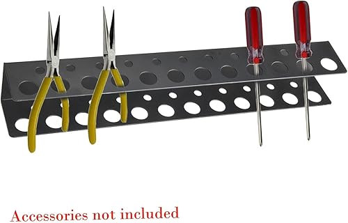 Portautensili in acciaio antiruggine per cacciaviti, pinze, organizer da parete, per officina, garage, 23 fori, nero - Honorern