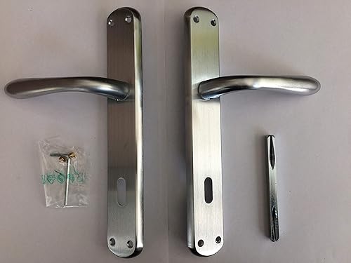 MANIGLIA PER PORTA SIDNEY 1126 P IN MARITECH CROMO SATINATO, FORO PATENT, CON PLACCA INTERASSE MM.90 COMPLETA PER UNA PORTA DENTRO+FUORI, CON MOLLA DI RITORNO VITI DI FISSAGGIO COMPRESE - Honorern