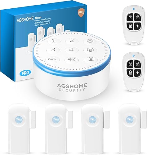 Edizione Migliorata AGSHOME Allarme Casa Senza Fili, Allarme Casa con Tastiera, Allarme 120dB, Batteria di Soccorso 8h, Controllo Remoto, Protezione 24/7, Controllo Vocale Alexa, Compatibile con Alexa - Honorern