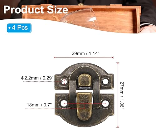 Chiusura a Scatto Piccola Scatola in Metallo, 4pz Fibbia Chiusura a Scatto Vintage con Vite di Montaggio per Armadietto Portagioie Legno Cassetta Attrezzi Scatola Ordinaria, Bronzo - Honorern