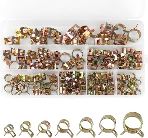 105 Pezzi Fascette Stringitubo, Fascetta Stringitubo, Fascette per Tubi Previene la Perdita, 7 Misure 6/7/8/9/10/12/14 mm Morsetti per Tubi, Fascette Metalliche Stringitubo - Honorern