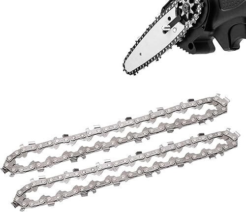 Catena Per Motosega, 2 Pezzi Mini Catena di Ricambio in Acciaio Legato, per Tutte le Mini Motoseghe Portatili a Batteria da 4 Pollici, 28 Collegamenti di Guida - Honorern