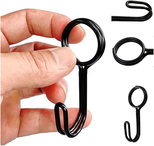 12 ganci a spirale, gancio nero con occhiello, gancio universale, gancio estensibile, gancio per telone, barca, moto, bicicletta, diametro interno 25 mm - Honorern