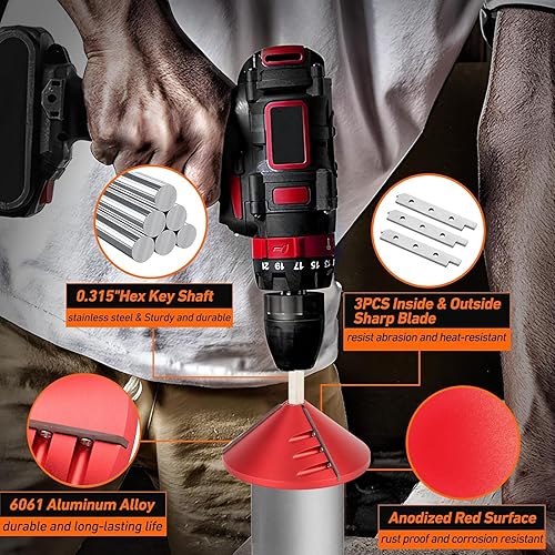 Sbavatore per PVC, Alesatore per Tubi Interno Ed Esterno, con Lama in Carburo di Tungsteno, Utensili per la Rimozione delle Bave, Sbavatore per Tubi in PVC, CPVC, ABS, PP, PE - Honorern