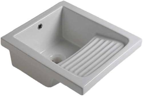 CERAMICALUCE - LAVATOIO CON STROFINATOIO INTEGRATO - VASCA INTERNA PROFONDA 20CM - CERAMICA LUCIDA ANTI CORROSIONE. ISTALLAZIONE SOSPESA O APPOGGIO - Honorern