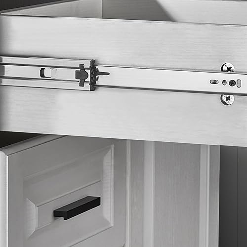 BUETPOX 2 Pezzi Guide per Cassetti, Portata 45 kg, con Guide A Sfera, Montaggio Laterale, Metallo, Guide A Tre Sezioni Mute, per Cassetti di Mobili, Cassettiere O Armadi(40cm/16 Inches) - Honorern
