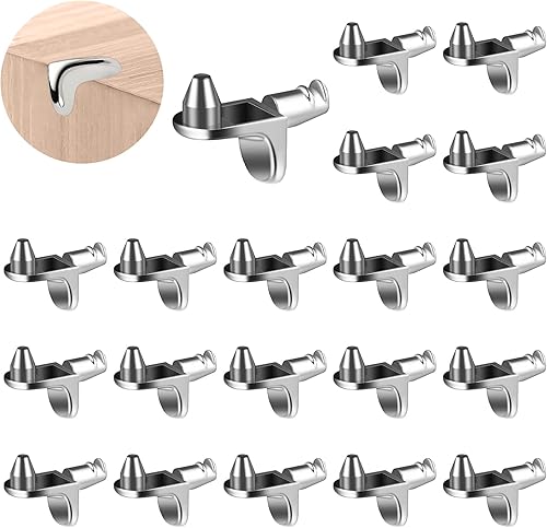 20 Perni Per Mensole Mensola Armadio, 5mm Staffe Supporti Tasselli per Vetro Mobili, Placcato Nichel Reggimensola, Poggia Mensola Pioli per Ripiano Metallo Vetrine Dispensa Scaffalature (A) - Honorern