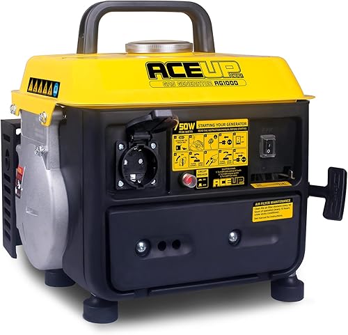 Aceup Energy Generatore di Corrente Portatile Ultraleggero, Piccolo Generatore di Emergenza da 750 W con Prese da 230 V, Motore a Benzina 2 Tempi, Funziona per 6 ore, EURO-V, CE - Honorern