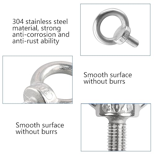 10 Pezzi Bullone Occhiello, Bullone a Occhiello M5, Bullone per Sollevamento, Vite Occhiello Aperto, Bullone ad Occhiello Acciaio Inossidabile 304, per Esterni Casa Sollevamento Fissaggio (M5X10) - Honorern