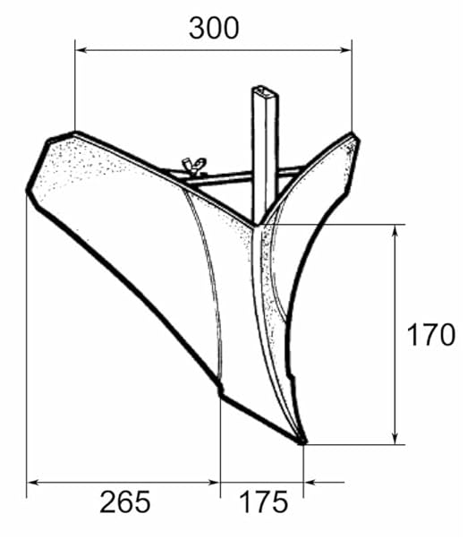 Assolcatore per Motozappa con Gambo 25x8 mm – Strumento per Solchi nel Terreno, Peso 3,25 kg, Resistente e Efficiente per Agricoltura, Made in Italy - Honorern