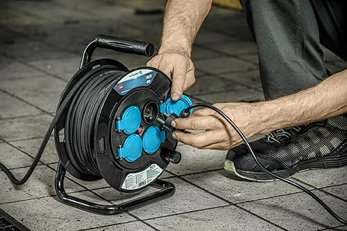 Högert Technik Avvolgicavo Elettrico Prolunga con isolamento in gomma, 20 m HT1E720 - Honorern