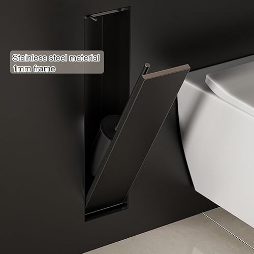 XAoSCd Porta Scopino da Incasso, Nicchia Doccia in Acciaio Inox 304, Nicchia per Bagno Invisibile Design Clubs per Ristrutturazione Bagni Hotel,BIDHCKQ49032-Black-11.8x44.8x12.5cm - Honorern