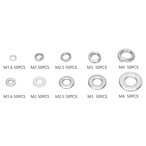 Rondella elastica da 500 pezzi, kit rondella e guarnizione a molla M1.6 M2 M2.5 M3 M4 in acciaio inossidabile per ridurre l'attrito, prevenire perdite, isolamento - Honorern