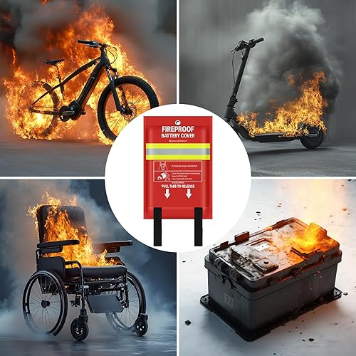 Coperta Antincendio per Batteria per Ebike ed Escooter, Coperta Ignifuga per Batteria al litio, Protezione Ignifuga e Isolamento Termico(100 x 125cm) - Honorern