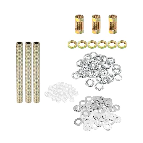 1/8IP Filettatura 100mm (3,94') Lampada Tubo Kit con Blocco Dadi Rondelle, Fissaggi Assortimento Ferramenta per Lampadario Soffitto Luce Fai Da Te, Zinco Placcatura - Honorern