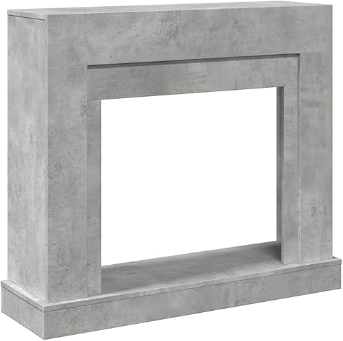 vidaXL Cornice per Camino Grigio Cemento 100x30x87,5 cm in Truciolato, cornice per caminetto, struttura per camino, decorazione camino - Honorern